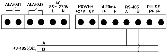 熱式高壓氣體質(zhì)量流量計(jì)RS-485通訊接線(xiàn)圖