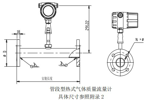 煙氣熱式流量計管道式結(jié)構圖